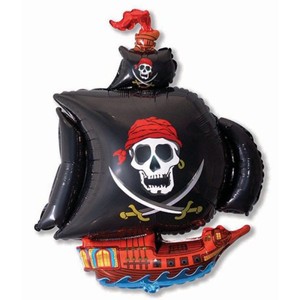Фольгированный шар Пиратский корабль черный 104 см