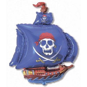 Фольгированный шар Пиратский корабль синий 104 см