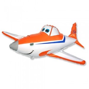 Фольгированный шар Гоночный самолет оранжевый 112 см