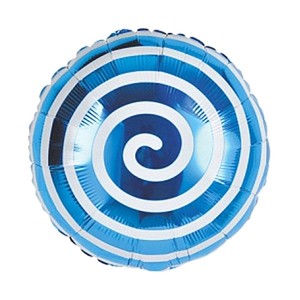 Фольгированный шар круг Леденец спираль синий 46 см
