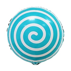 Фольгированный шар круг Леденец спираль голубой 46 см