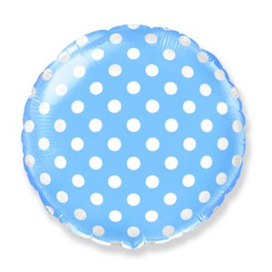 Фольгированный шар Круг точки голубой 46 см