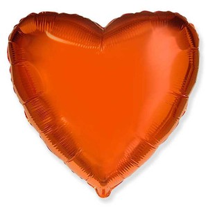 Фольгированный шар сердце Оранжевое 46 см