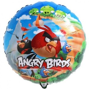 Фольгированный шар круг Angry birds 43 см