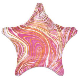 Фольгированный шар звезда Мрамор Pink 46 см