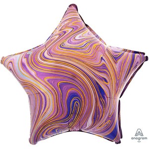 Фольгированный шар звезда Мрамор Purple 46 см