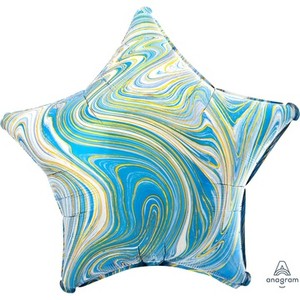 Фольгированный шар звезда Мрамор Blue 46 см