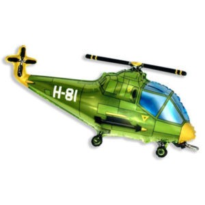 Фольгированный шар фигура Вертолет зеленый 97 см