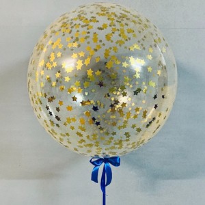 Шар-пузырь (bubble) с конфетти золотые звёзды