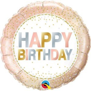 Фольгированный шар круг Happy Birthday розовое золото 46 см