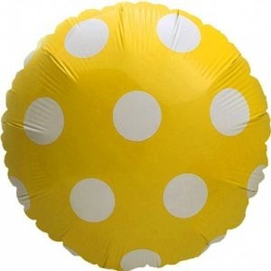 Фольгированный шар круг Большие точки желтый 46 см