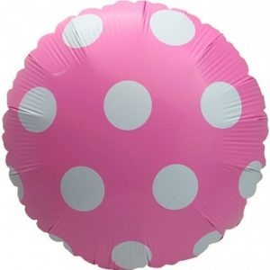 Фольгированный шар круг Большие точки розовый 46 см
