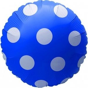 Фольгированный шар круг Большие точки синий  46 см