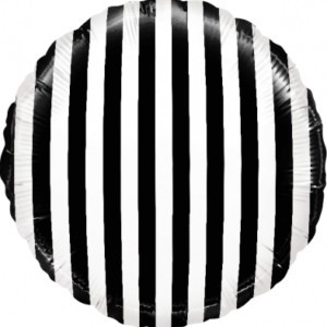 Фольгированный шар круг Черные и белые полоски 46 см