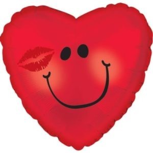 Фольгированный шар сердце Улыбка красное 46 см
