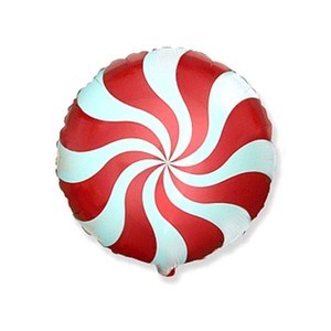 Фольгированный шар Круг Леденец красный 46 см