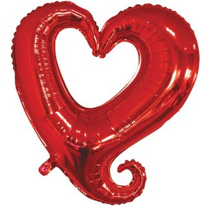 Фольгированный шар сердце Вензель 81 см красное
