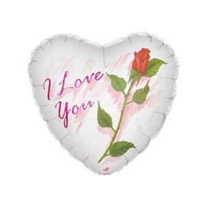 Фольгированный шар сердце I love you с розой 46 см