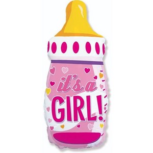 Фольгированный шар фигура Бутылочка для девочки на выписку 79 см