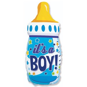 Фольгированный шар фигура Бутылочка для мальчика на выписку 79 см