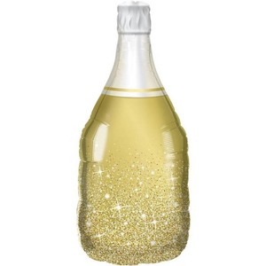 Фольгированный шар фигура Бутылка Шампанского Сверкающие искры 91 см