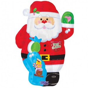 Фольгированный шар фигура Санта с мешком подарков 60 см