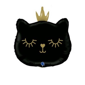 Шар фигура котёнок Принцесса черная 66 см Италия
